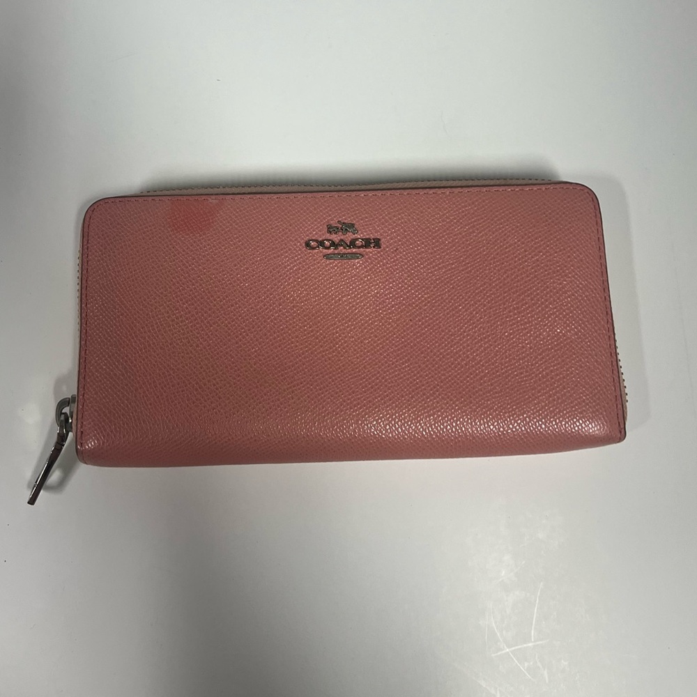 Coach Blush Leather Zip Wallet